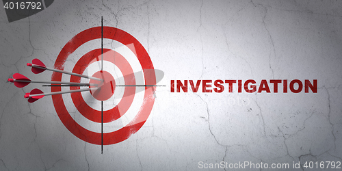 Image of Science concept: target and Investigation on wall background