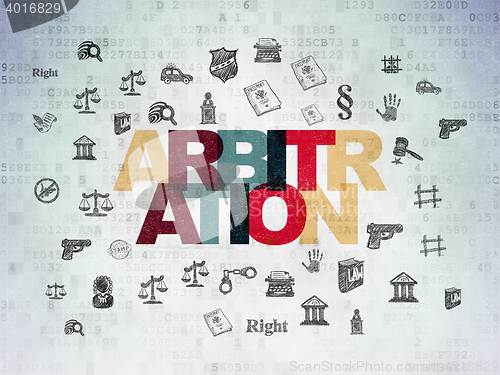 Image of Law concept: Arbitration on Digital Data Paper background