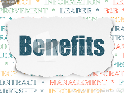 Image of Business concept: Benefits on Torn Paper background
