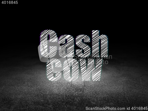 Image of Business concept: Cash Cow in grunge dark room