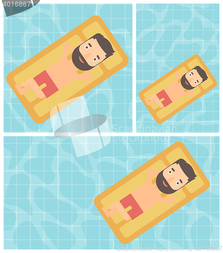 Image of Man relaxing in swimming pool vector illustration.