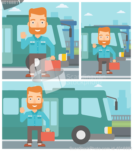 Image of Man travelling by bus vector illustration.