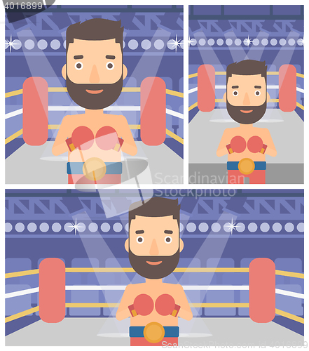 Image of Confident boxer in gloves vector illustration.