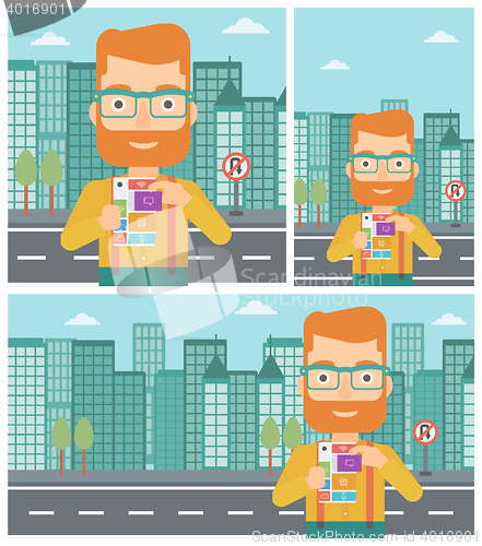 Image of Man with modular phone vector illustration.