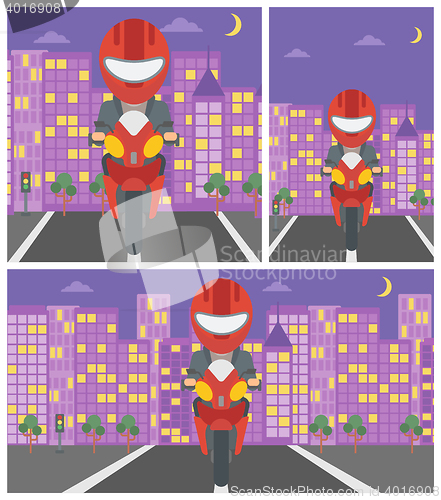Image of Man riding motorcycle vector illustration.