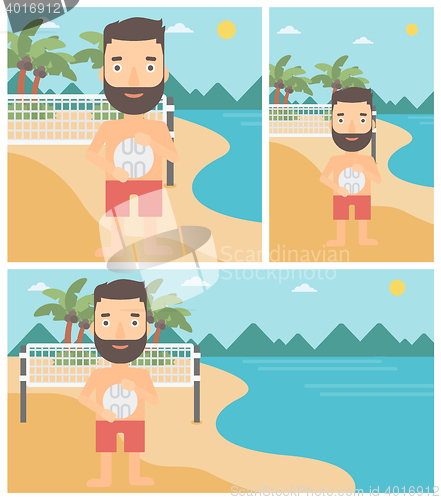 Image of Beach volleyball player vector illustration.