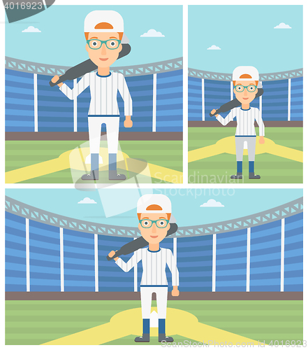 Image of Baseball player with bat vector illustration.