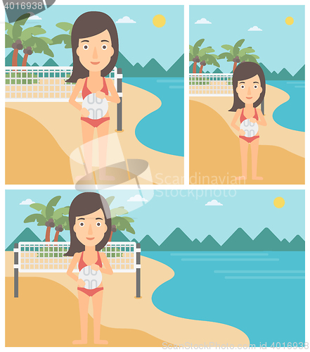 Image of Beach volleyball player vector illustration.