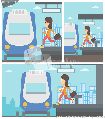 Image of Woman running along the platform.