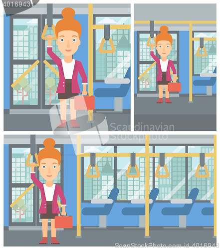 Image of Woman traveling by public transport.