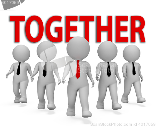Image of Together Businessmen Represents Teamwork Unity 3d Rendering