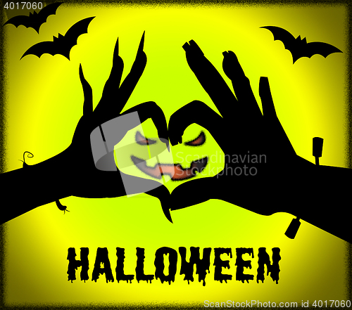 Image of Halloween Face Means Trick Or Treat And Celebration