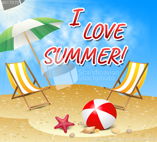Image of Love Summer Shows Warm Sunny Beach 3d Illustration