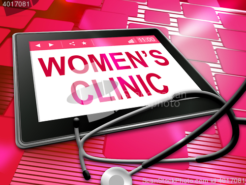 Image of Womens Clinic Shows Online Female Health 3d Illustration