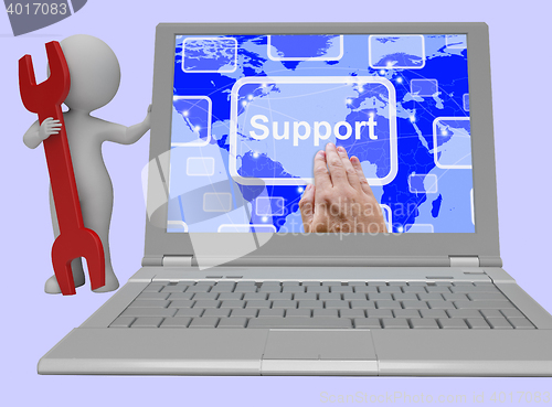Image of Support Laptop Showing Help And Assistance Online 3d Rendering