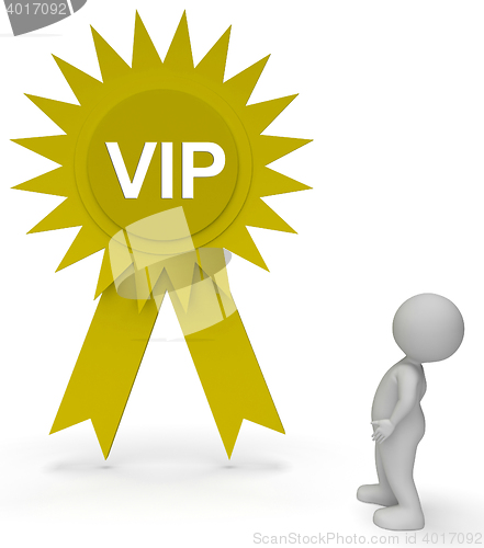 Image of Vip Rosette Represents Very Important Person 3d Rendering