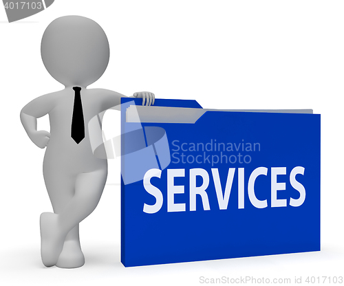 Image of Services File Means Customer Service 3d Rendering