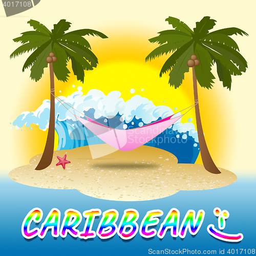 Image of Caribbean Holiday Shows Tropical Vacation 3d Illustration