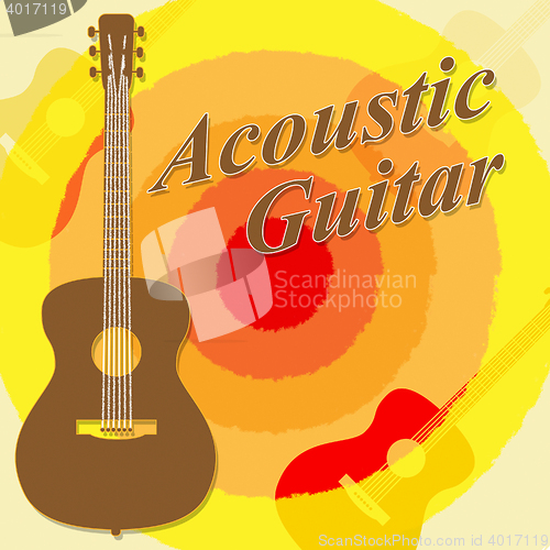 Image of Acoustic Guitar Shows Rock Guitarist And Music