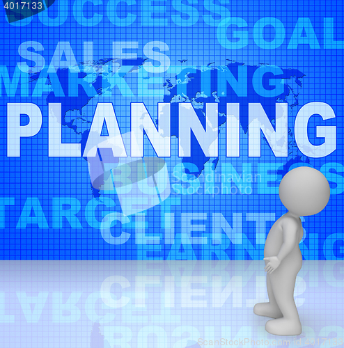 Image of Planning Character Represents Goals And Objectives 3d Rendering