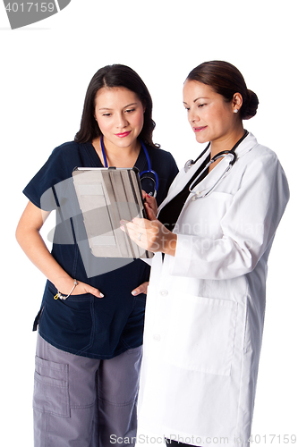Image of Doctor and Nurse discussing Patient medical chart