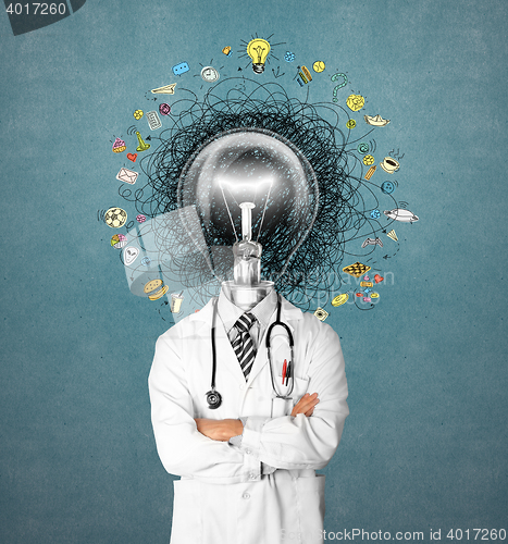 Image of lamp head doctor man have got an idea