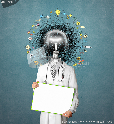 Image of lamp head doctor man have got an idea