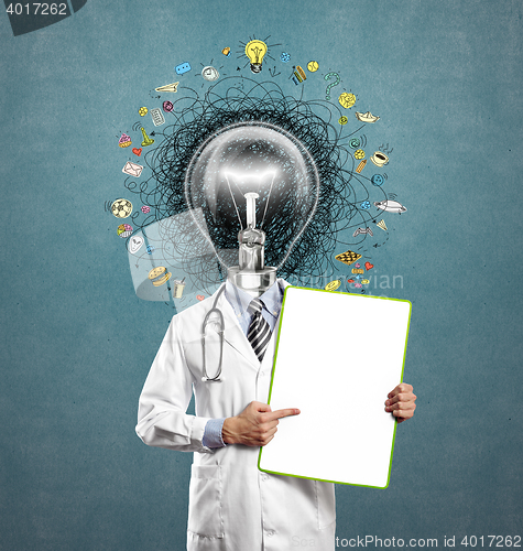 Image of lamp head doctor man have got an idea