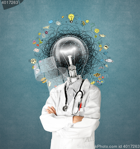Image of lamp head doctor man have got an idea