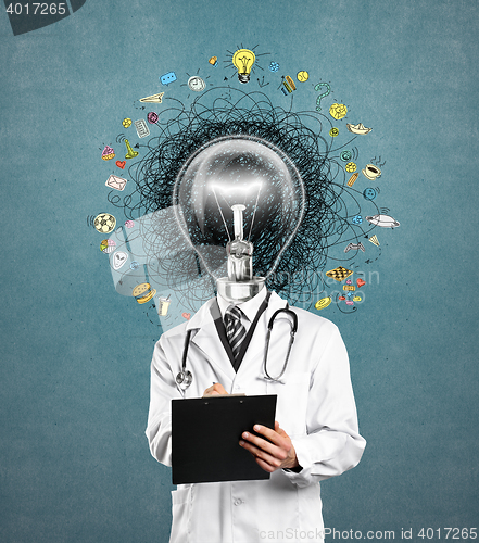 Image of lamp head doctor man have got an idea