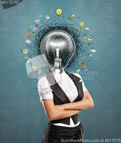 Image of lamp head woman have got an idea
