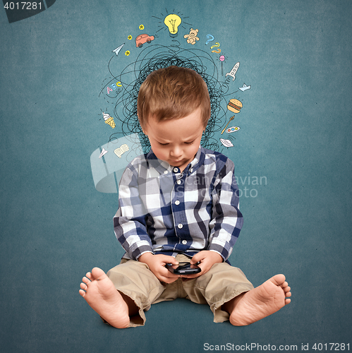 Image of Little boy thinking