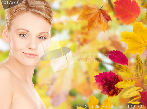 Image of beautiful young woman face over white background