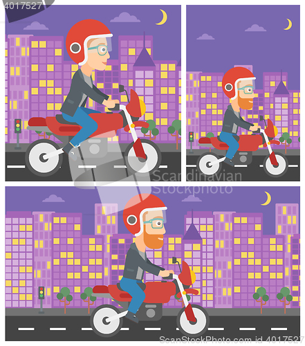 Image of Man riding motorcycle vector illustration.