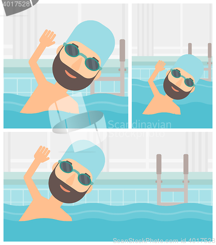 Image of Man swimming in pool vector illustration.