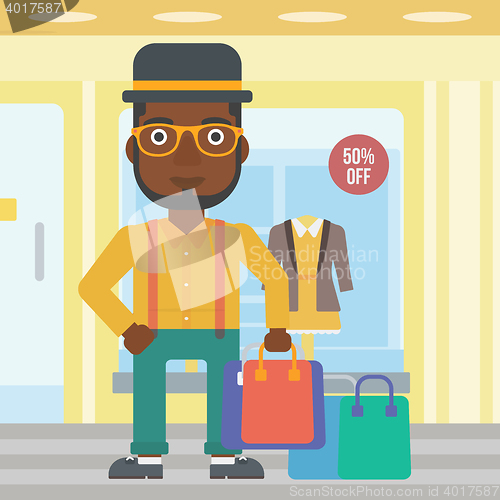 Image of Happy man with shopping bags vector illustration.