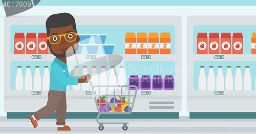 Image of Customer with shopping cart vector illustration.