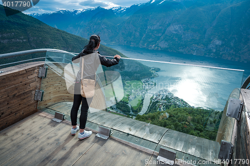 Image of Stegastein Lookout Beautiful Nature Norway observation deck view