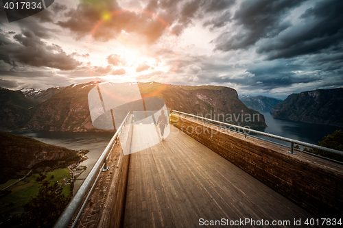 Image of Stegastein Lookout Beautiful Nature Norway observation deck view