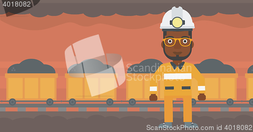 Image of Confident miner in hardhat vector illustration.