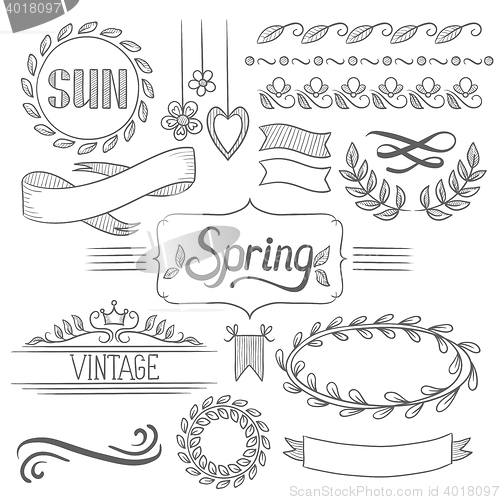 Image of Set of spring ribbons and elements.