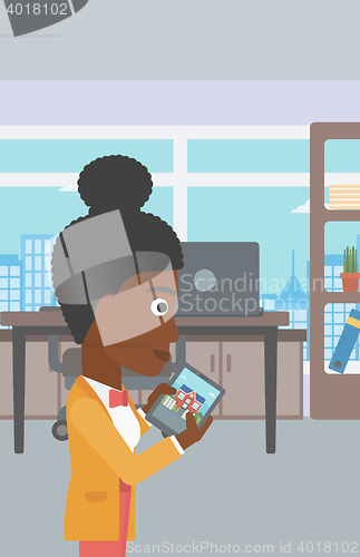 Image of Woman looking for house vector illustration.