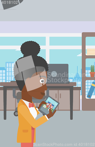 Image of Woman looking for house vector illustration.