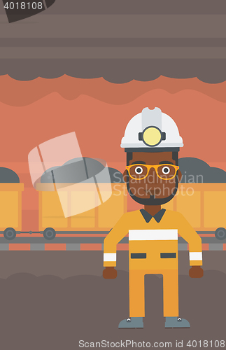 Image of Confident miner in hardhat vector illustration.