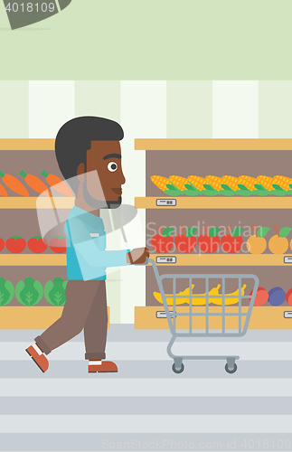 Image of Customer with shopping cart vector illustration.