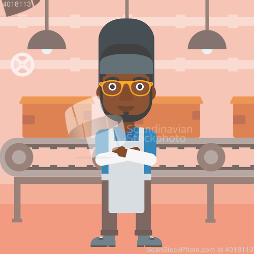 Image of Confident smiling welder vector illustration.