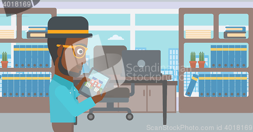 Image of Man looking for house vector illustration.