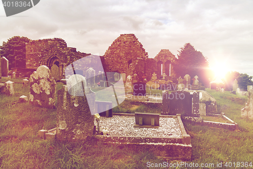 Image of old celtic cemetery graveyard in ireland