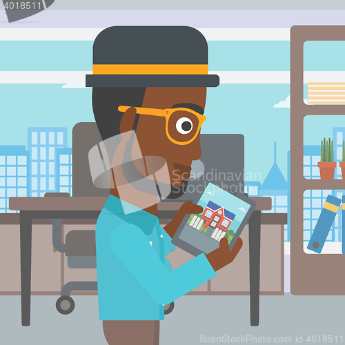 Image of Man looking for house vector illustration.