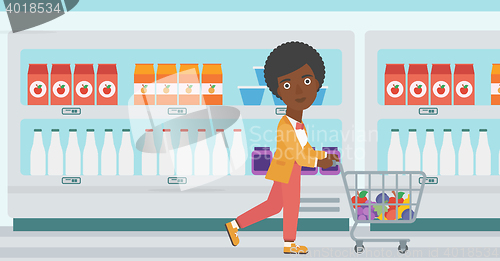 Image of Customer with trolley vector illustration.